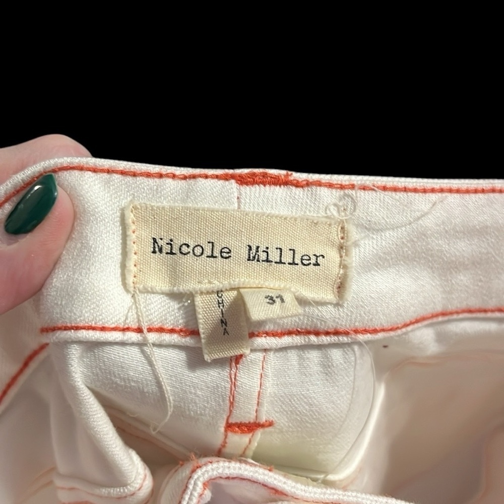 Nicole Miller ivory denim with red stitching - brand new - Picture 6 of 8